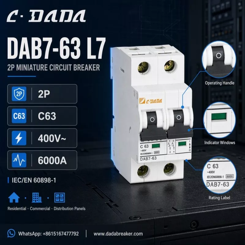 DAB7-63 L7 2P MCB - Protection transparente et compacte pour panneaux de distribution